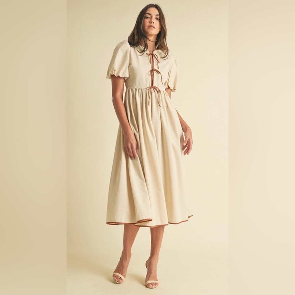 Bow Tie short sleeve midi dress